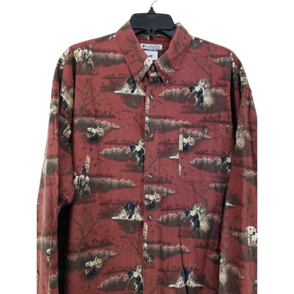 Columbia Men's Size XL Corduroy Hunting Shirt Red Dogs River Lodge - Picture 3 of 7